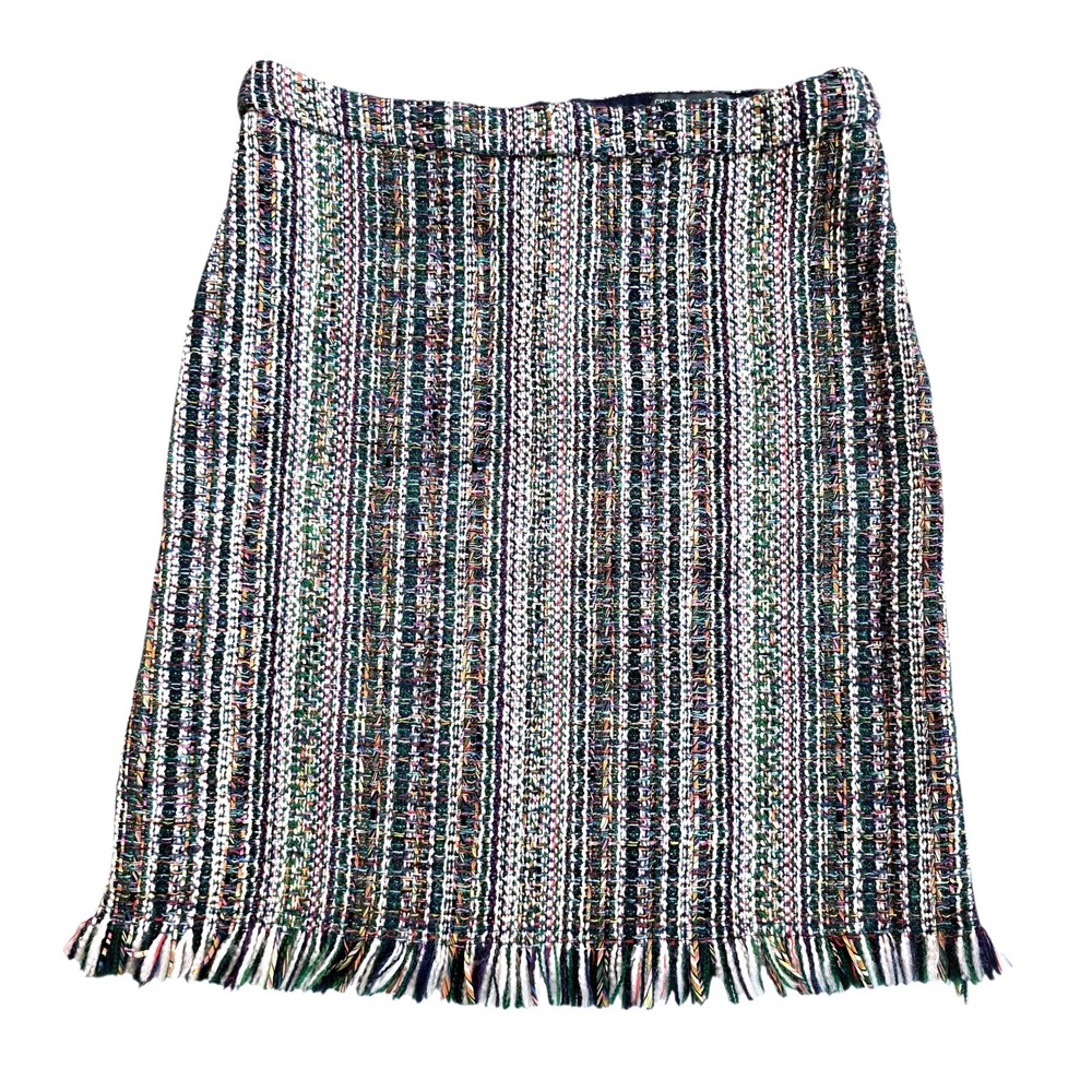 Chelsea & Theodore Multicolor Tweed Fringe Hem Skirt - Size 12
